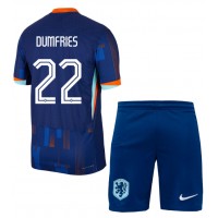Holandsko Denzel Dumfries #22 Vonkajší Detský futbalový dres ME 2024 Krátky Rukáv (+ trenírky)